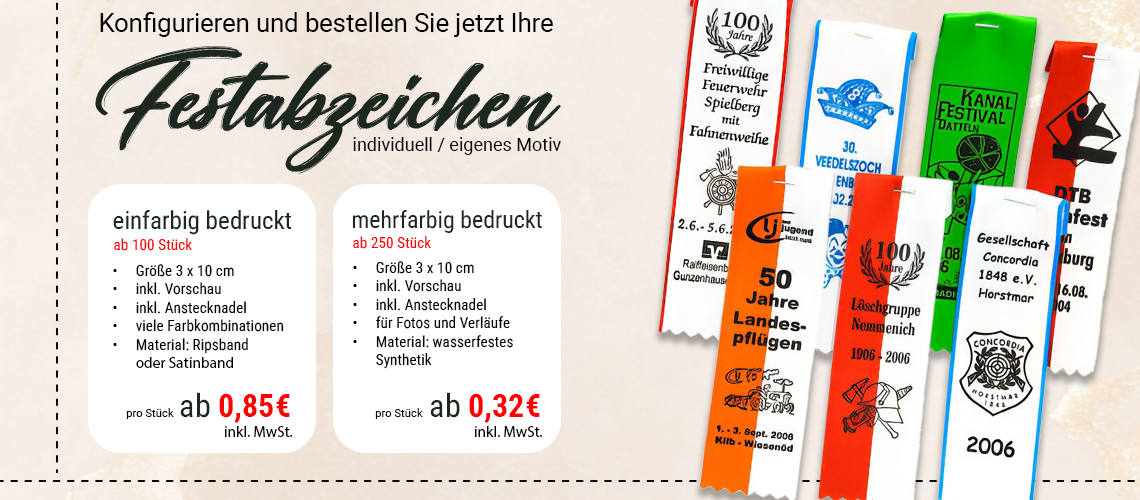 Festabzeichen mit eigenem Motiv konfigurieren